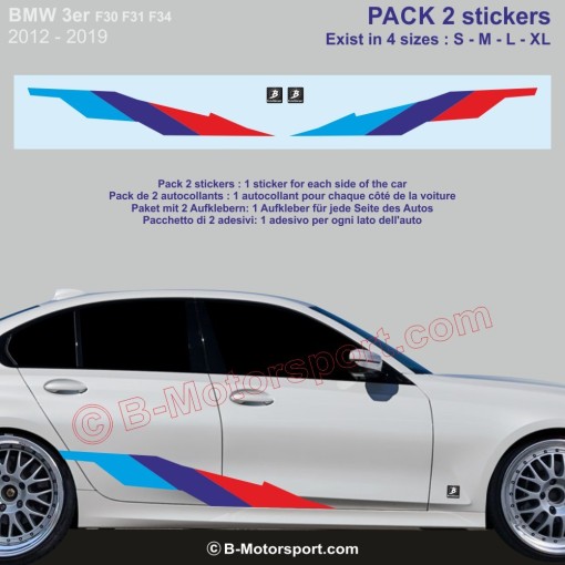 Kit adesivi M-STYLE – 2 adesivi nei colori M-Power compatibili con tutte le BMW Serie 3