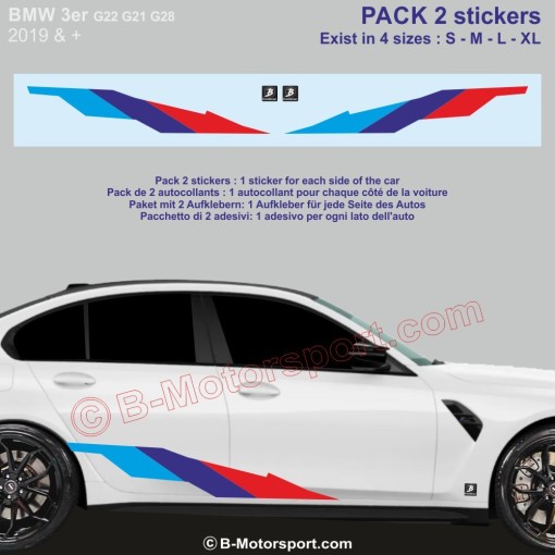 Kit adesivi M-STYLE – 2 adesivi nei colori M-Power compatibili con tutte le BMW Serie 3