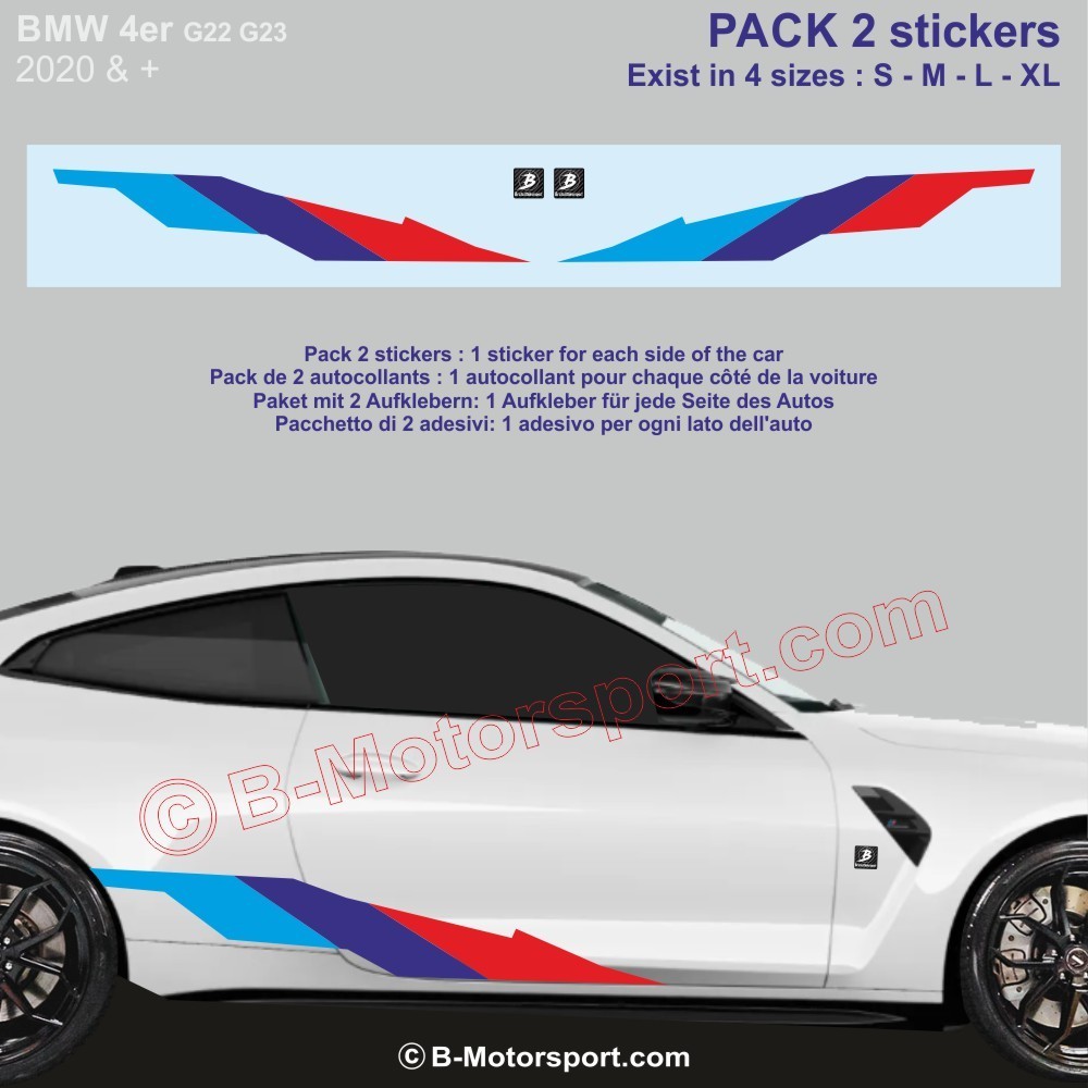 M-STYLE Decal Kit – 2 M-Power color stickers compatible with all BMW 4 Serie