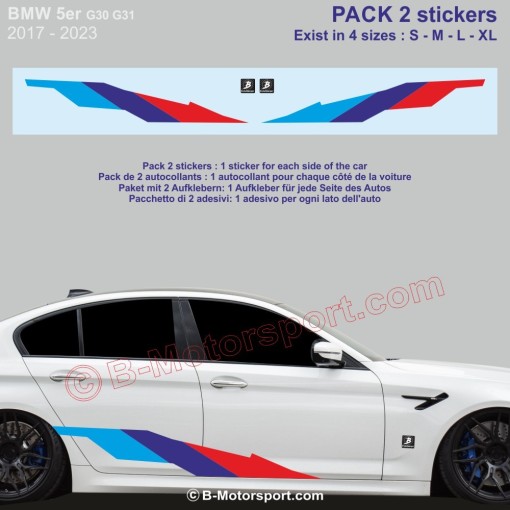 M-STYLE Decal Kit – 2 M-Power color stickers compatible with all BMW 5 Serie