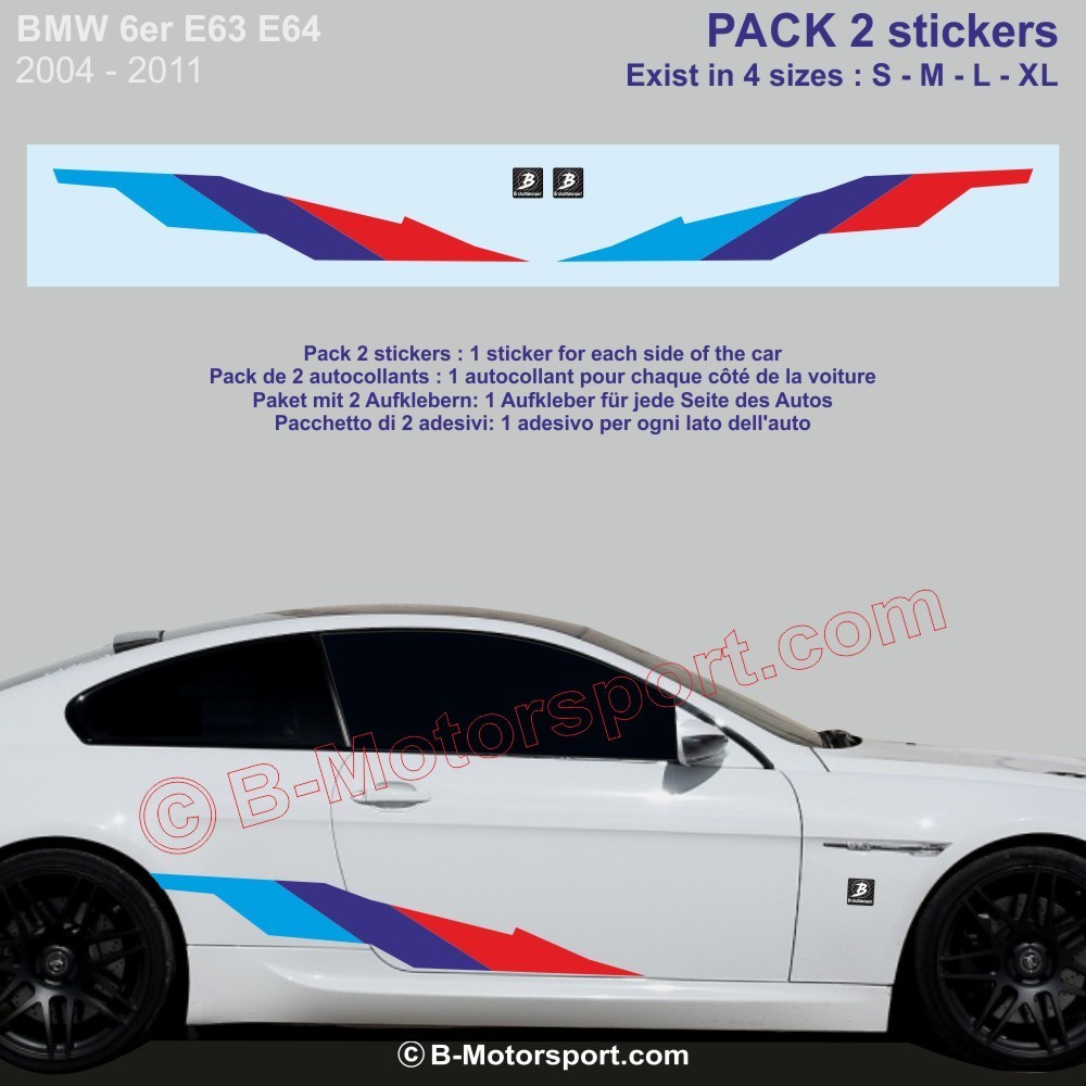 M-STYLE Decal Kit – 2 M-Power color stickers compatible with all BMW 6 and 8 Serie