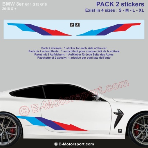 Kit adesivi M-STYLE – 2 adesivi nei colori M-Power compatibili con tutte le BMW Serie 6 e 8