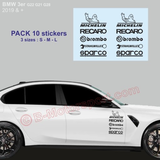 Pack 10 stickers logo racing pour toutes BMW