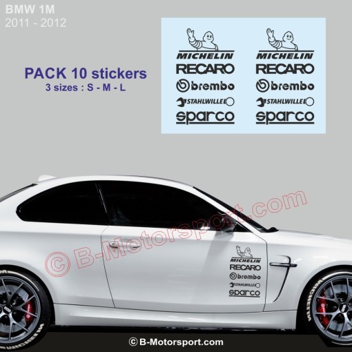 Pack of 10 racing logo stickers for all BMW models