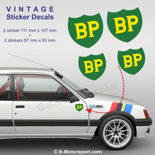 BP British Petroleum - Set mit 4 Vintage-Aufklebern