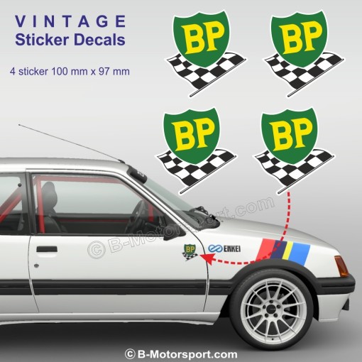 BP British Petroleum 90's - Set di 4 adesivi vintage