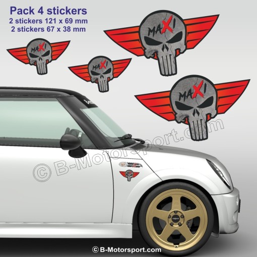 MINI COOPER SKULL – 4 adesivi per appassionati MINI