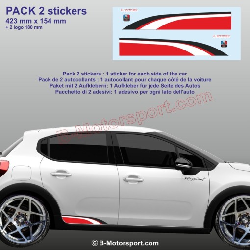 2 side skirt stickers compatible with all Citroen models