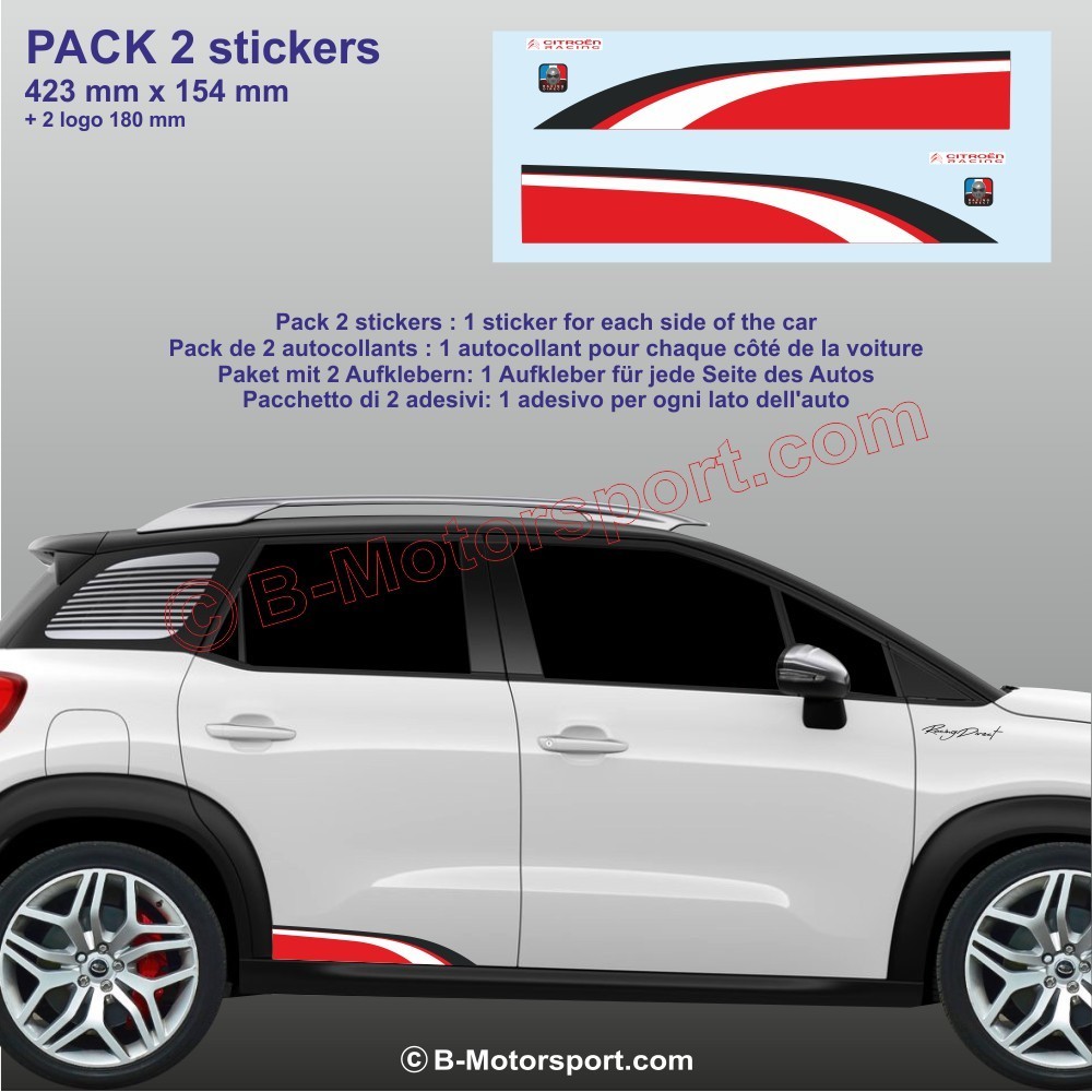 CITROEN RACING - 2 sticker pour bas de caisse compatible avec toutes Citroen