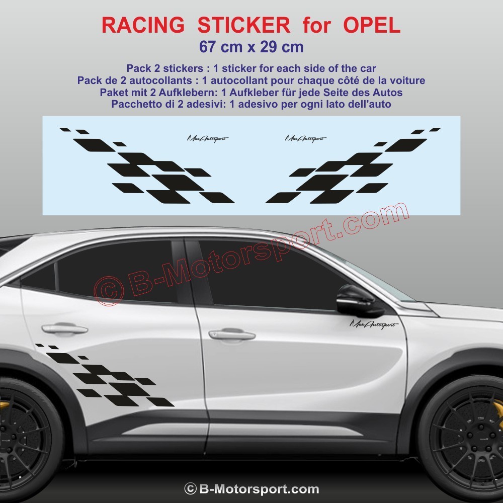 MOTORSPORT Seitenstreifen Aufkleber für Opel Corsa Astra Mokka Frontera