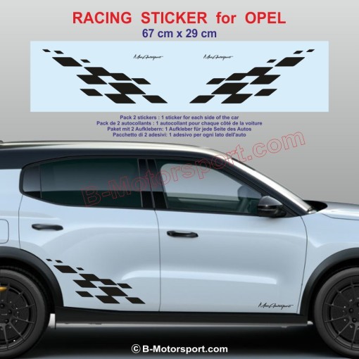 Kit autocollant MOTORSPORT bas de caisse pour Opel Corsa Astra Mokka Frontera