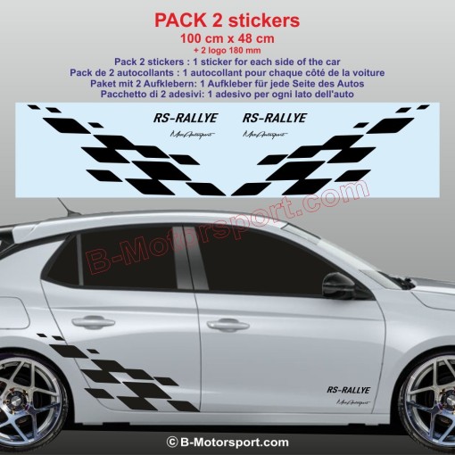 RS RALLYE 2 stickers damiers latéraux pour Opel Corsa Astra Mokka Frontera
