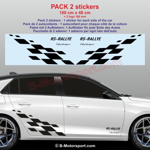 RS RALLYE 2 stickers damiers latéraux pour Opel Corsa Astra Mokka Frontera