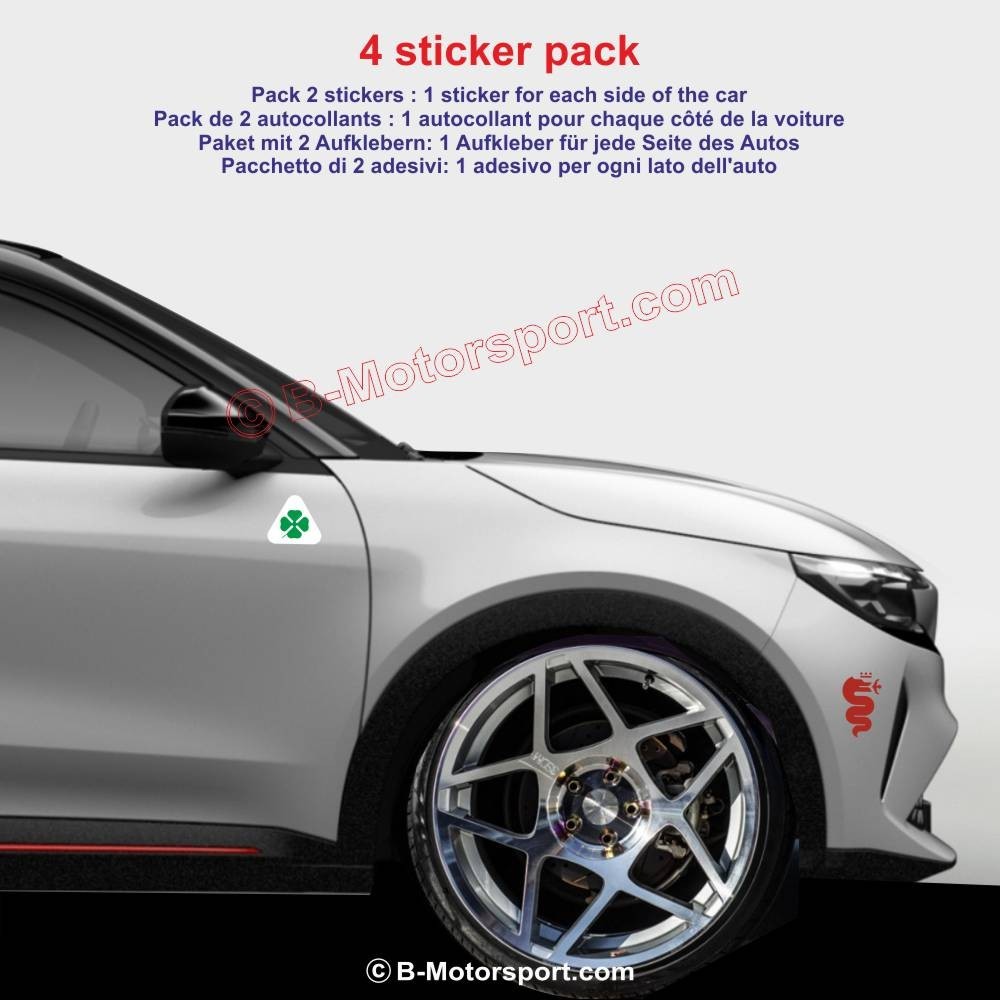1 set of 4 sticker decal Quadrifoglio Verde for ALFA ROMEO