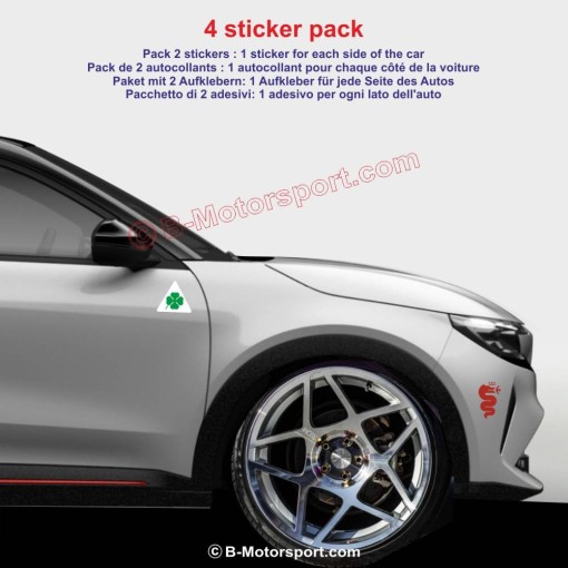 1 lot de 4 stickers Quadrifoglio Verde vintage pour ALFA ROMEO