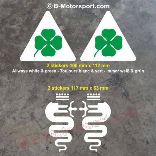 1 lot de 4 stickers Quadrifoglio Verde vintage pour ALFA ROMEO