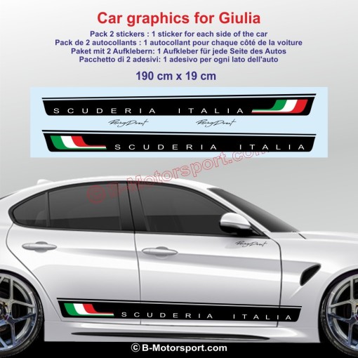 SCUDERIA ITALIA - Kit autocollant bas de caisse pour ALFA ROMEO Giulia