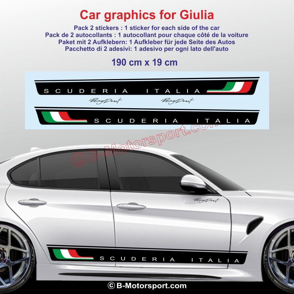 SCUDERIA ITALIA - Kit autocollant bas de caisse pour ALFA ROMEO Giulia