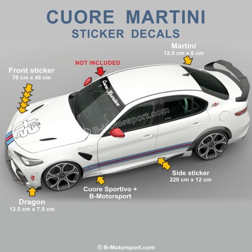 CUORE MARTINI -  Kit autocollant complet compatible toutes ALFA ROMEO