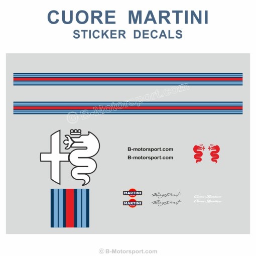 CUORE MARTINI -  Kit adesivi completo compatibile con tutti i modelli ALFA ROMEO