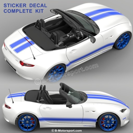 Komplettes RACING-STREIFEN-KIT – Aufklebersatz kompatibel mit allen MX-5 NA, NB, NC, ND Modellen