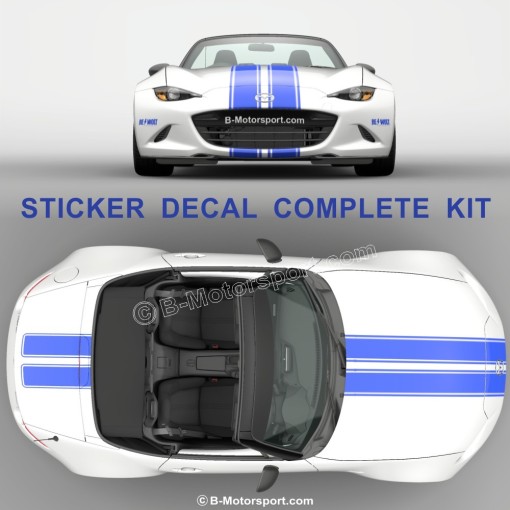 Komplettes RACING-STREIFEN-KIT – Aufklebersatz kompatibel mit allen MX-5 NA, NB, NC, ND Modellen