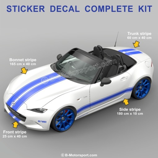 RACING STRIPES -  Complete sticker kit compatible with all MAZDA MX-5 na nb nc nd models