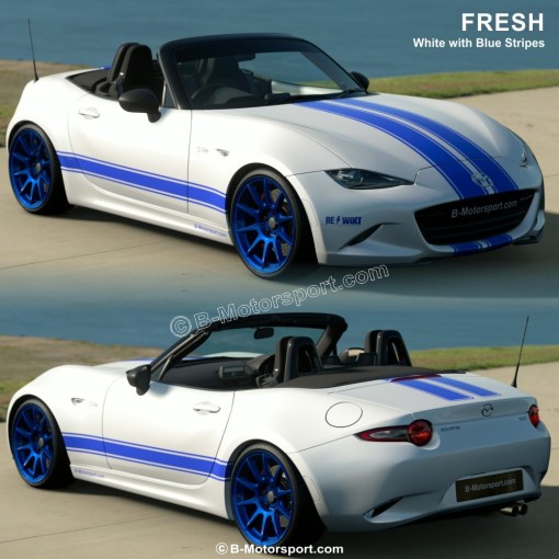 Komplettes RACING-STREIFEN-KIT – Aufklebersatz kompatibel mit allen MX-5 NA, NB, NC, ND Modellen