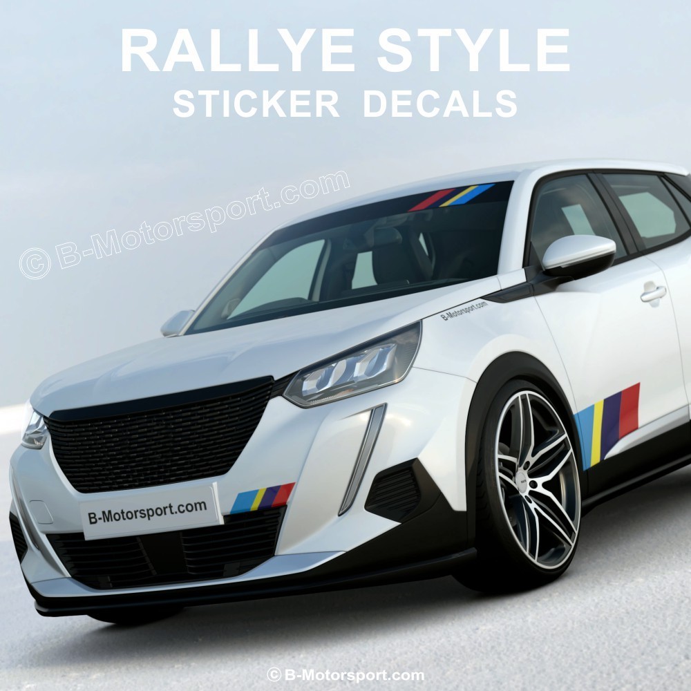 RALLYE STYLE -  Complete sticker kit compatible with all PEUGEOT 207 208 2008 308 3008 RCZ