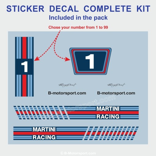 MARTINI NUMBER 1 - Complete sticker kit compatible with all 500 ABARTH 595 695 models