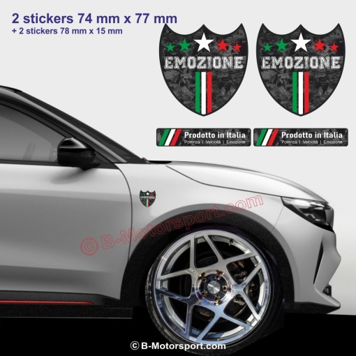Autocollant 4 sticker PRODOTTO IN ITALIA ALFA ROMEO