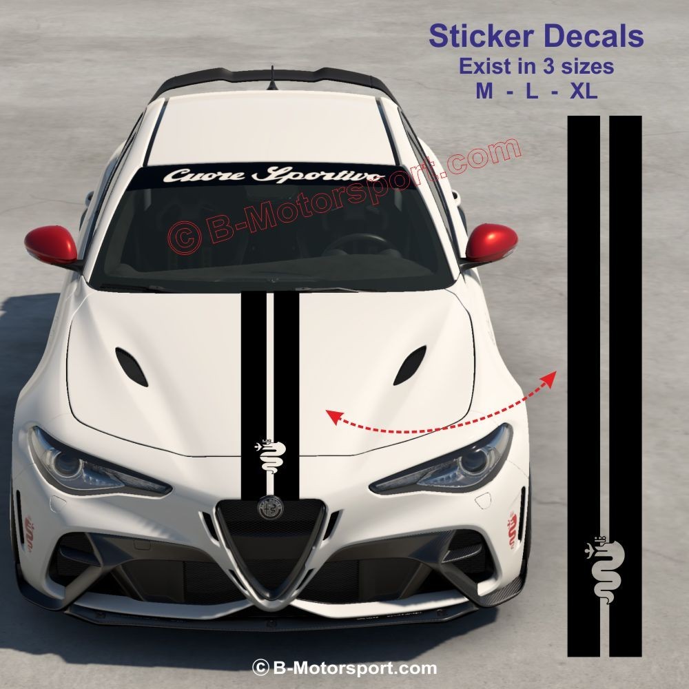 DRAGON stripe – Engine hood sticker compatible with all ALFA ROMEO models design 2