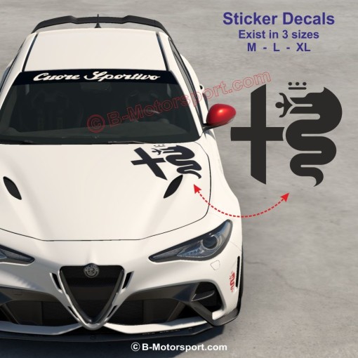 CROIX DRAGON - Autocollant de capot moteur compatible toutes ALFA ROMEO design 3