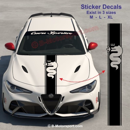 Banda DRAGONE – Adesivo per cofano motore compatibile con tutti i modelli ALFA ROMEO