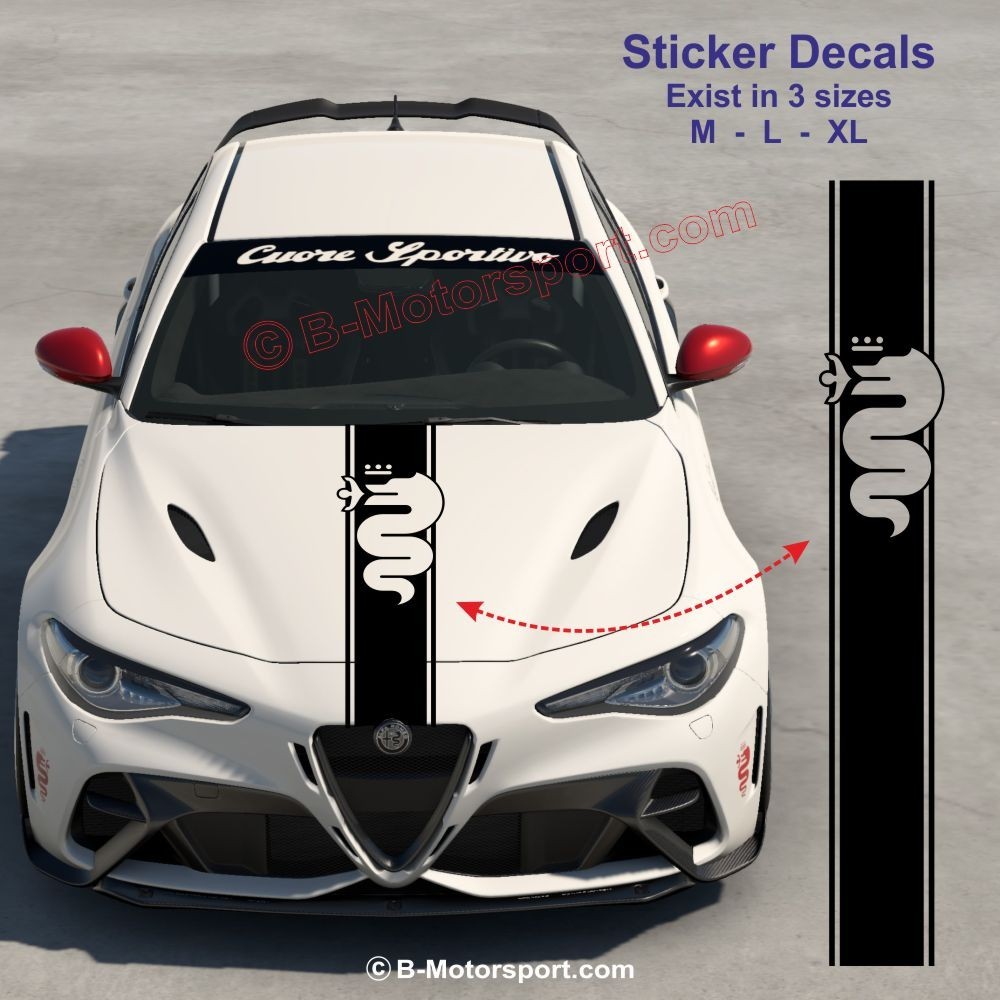 DRACHE-Streifen – Motorhaubenaufkleber kompatibel mit allen ALFA ROMEO Modellen