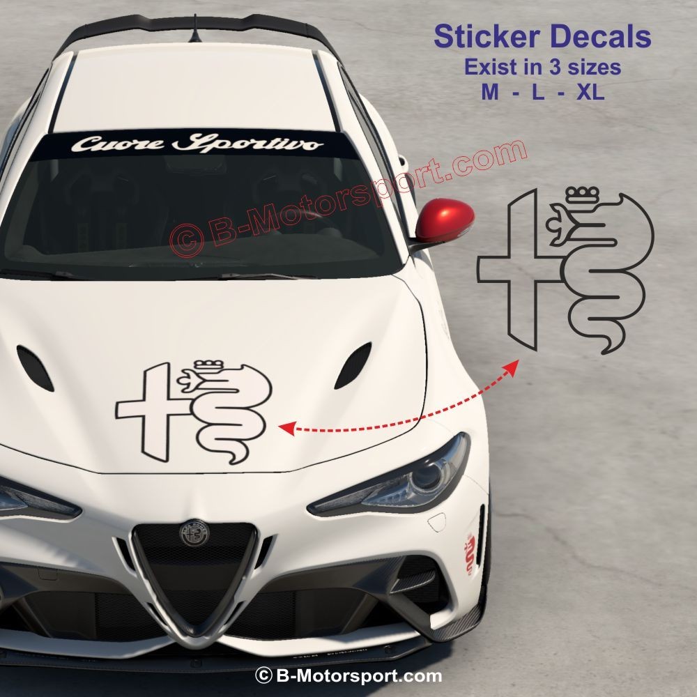 CROIX DRAGON - Autocollant de capot moteur compatible toutes ALFA ROMEO design 4