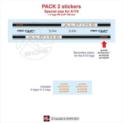 Alpine A110 sticker two-tone skirt sticker decals
