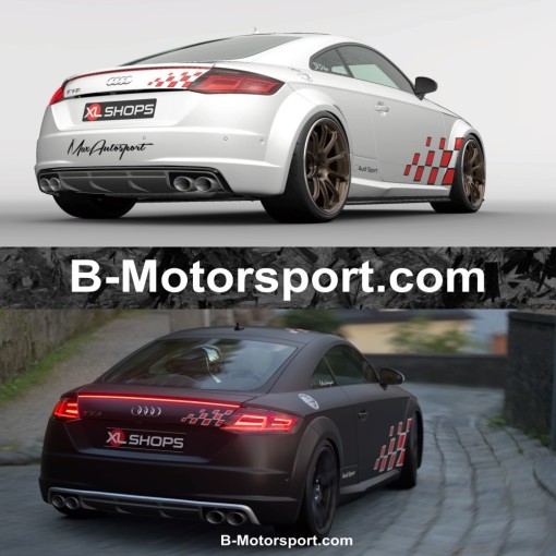 DAMIER RACING - Sticker de coffre bicolore pour Audi Sport - Version 26 cm