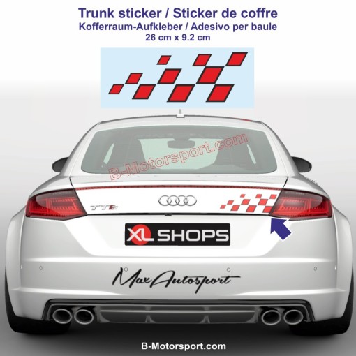 Chequered flag – Two-tone trunk sticker for Audi Sport – 26 cm version