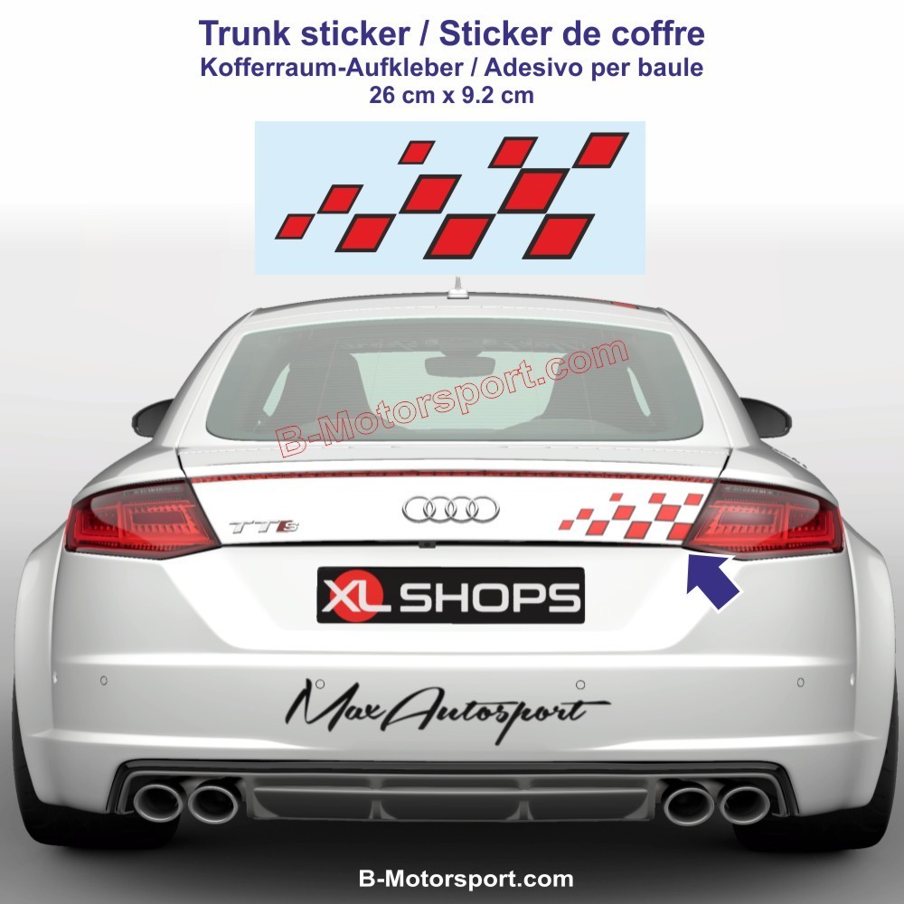 DAMIER RACING - Sticker de coffre bicolore pour Audi Sport - Version 26 cm