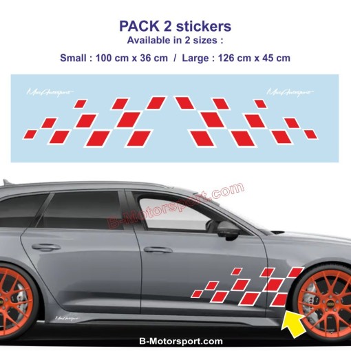 Schachbret Racing Zweifarbig - Seitenstreifen Aufkleber für AUDI