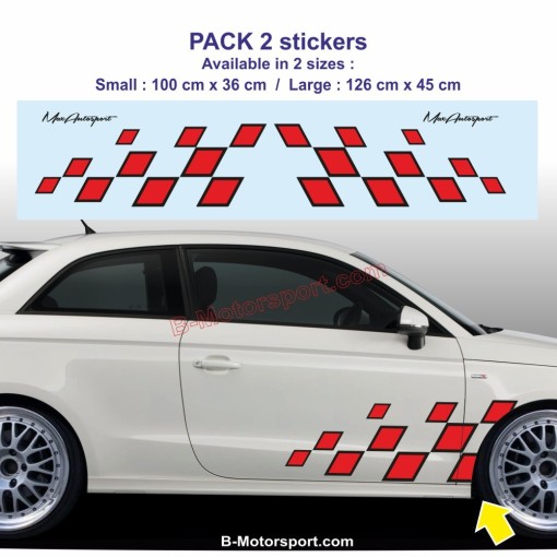 Two-tone Chequered flag - Sport side skirt sticker decals for AUDI