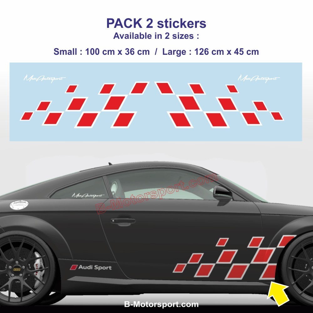 Two-tone Chequered flag - Sport side skirt sticker decals for AUDI