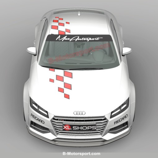 Two-tone Chequered flag - Universal sticker kit for AUDI roof and engine hood