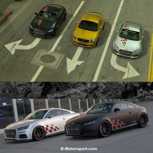 Two-tone Chequered flag - Universal sticker kit for AUDI roof and engine hood