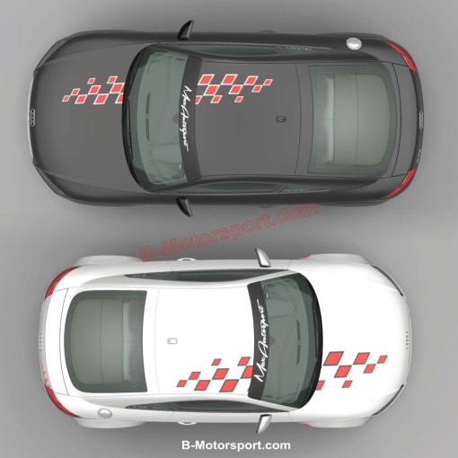 Two-tone Chequered flag - Universal sticker kit for AUDI roof and engine hood