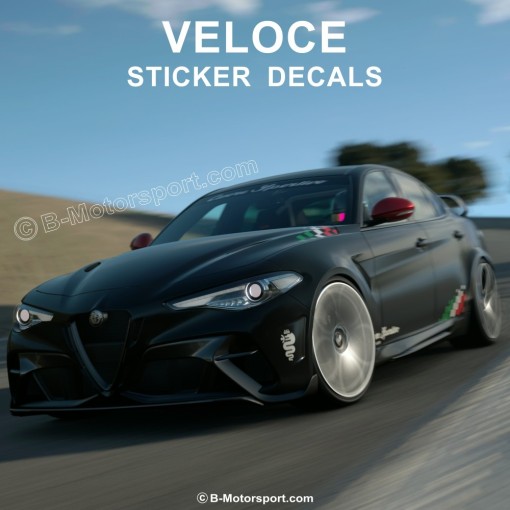 SCUDERIA VELOCE - Kit graphique complet pour tous modèles ALFA ROMEO - Giulia Junior Stelvio Brear Mito Tonale