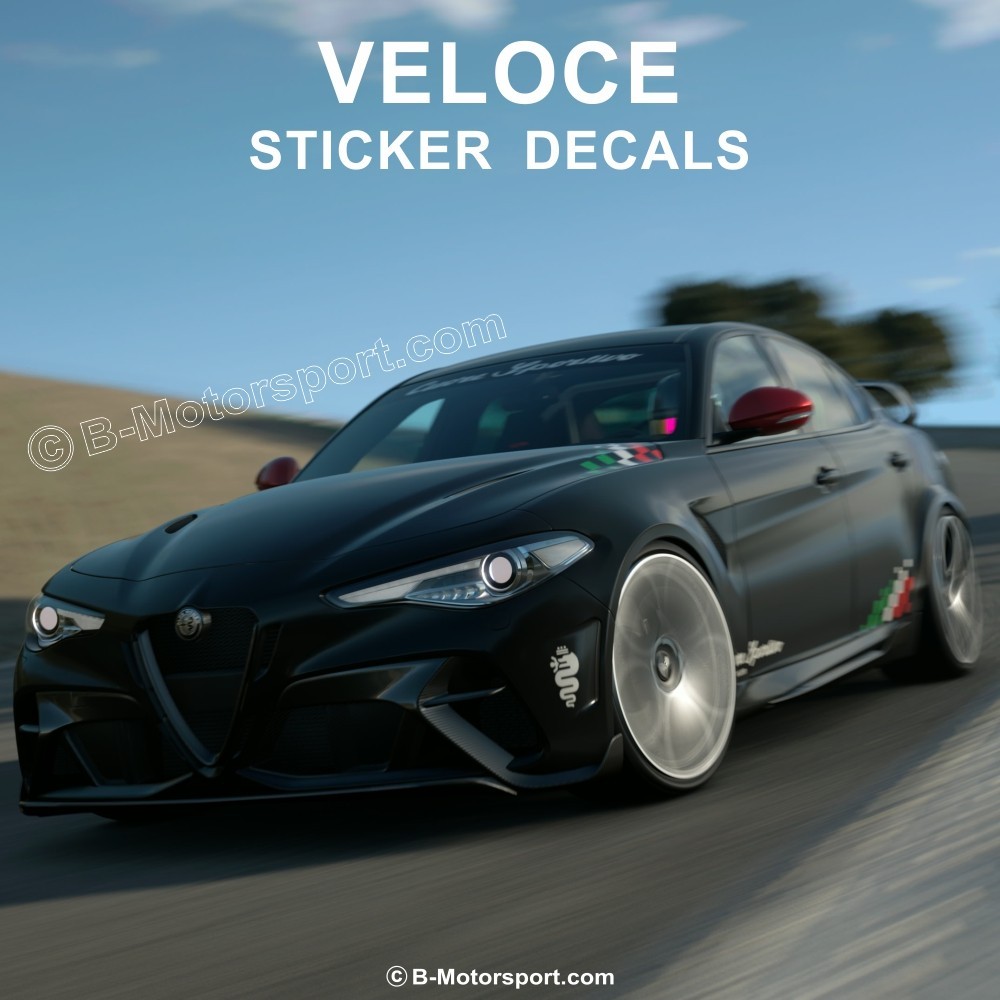 SCUDERIA VELOCE - Komplettes Grafik-Kit für alle ALFA ROMEO - Giulia Junior Stelvio Brear Mito Tonale