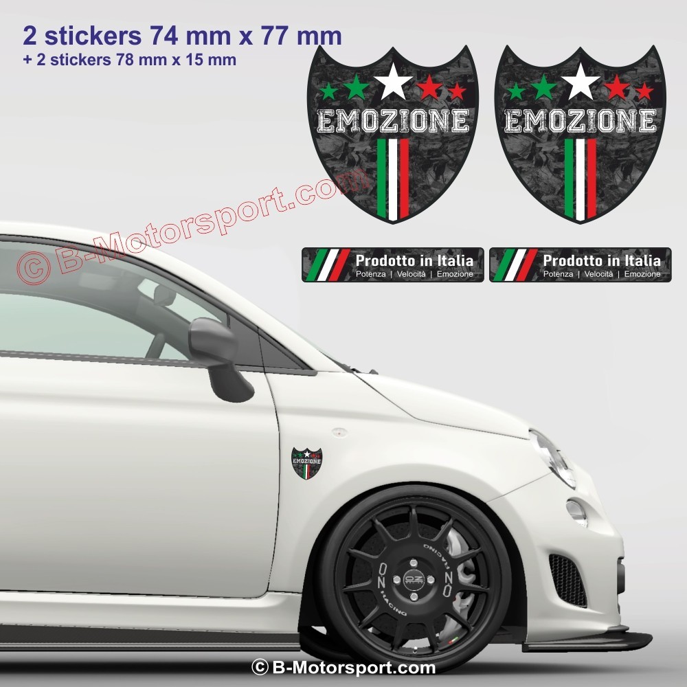 Autocollant 4 sticker PRODOTTO IN ITALIA pour FIAT ABARTH