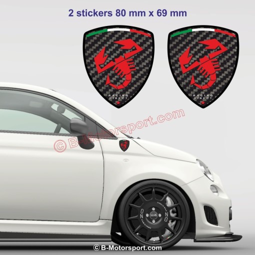 Sticker FIAT ABARTH fond carbone et scorpion rouge